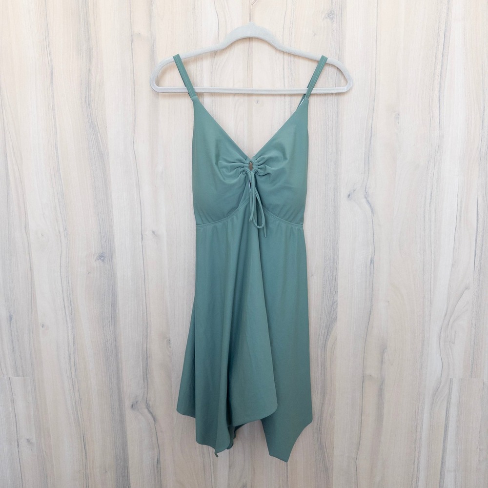 Hanna Nikole Womens Swim Dress 18W Green Handkerchief Hem Modest Flowy Beach